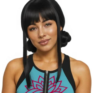 Parrucca di Zoey Guerreras K-pop Mora con Fiocchi