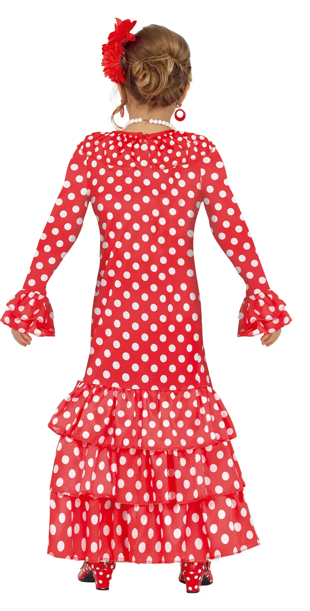 Costume da Sevillana rossa con pois bianchi per bambina - immagine 3