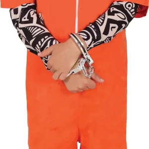 Costume da Carcerato Arancione Tatuato per Bambino