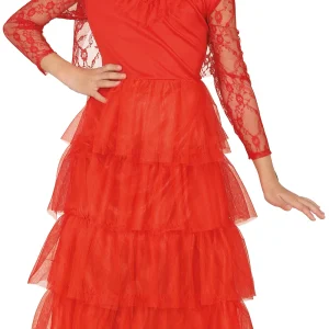 Costume di Lydia Beetlejuice con Vestito Rosso per Bambina