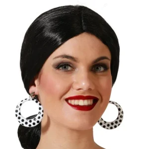 Orecchini da Flamenca bianchi con pois neri