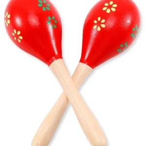 Maracas di Legno Rosse con Fiori