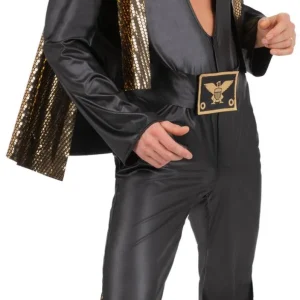 Costume di Elvis Nero Scollato per Uomo
