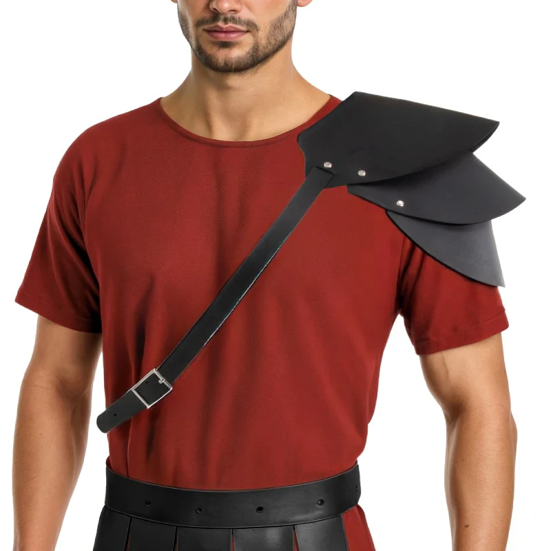Spallina da Gladiatore Romano in Ecopelle Nera - immagine 2