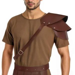 Spallina da Gladiatore Romano in Ecopelle Marrone