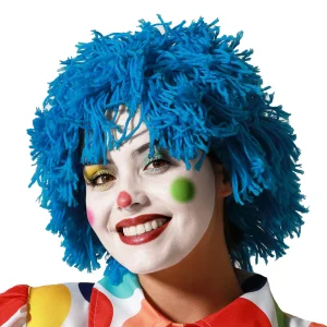 Parrucca da Clown Blu con Capelli Tipo Lana