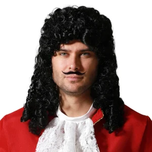 Parrucca da Capitano Uncino Castana Riccia con Baffi