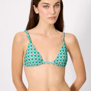 Top bikini a triangolo scintillante, coppa B