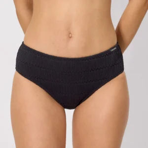 slip bikini midi nero testurizzato