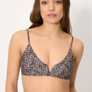 Reggiseno bikini a triangolo con stampa glitterata, coppa B