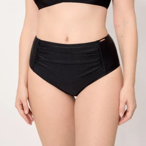 Slip bikini snellente a vita alta con glitter neri