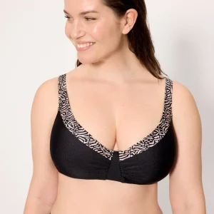 Reggiseno bikini snellente con stampa glitter nera, coppa E