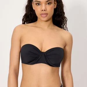 Reggiseno bikini a fascia nero, coppe C e D