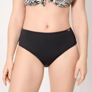Slip bikini snellente a vita alta in micropiqué nero