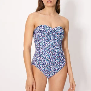 Costume da bagno snellente a fascia ad alta compressione Liberty blu, coppa B