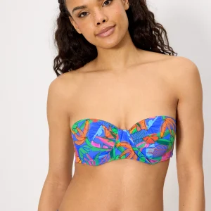 Reggiseno bikini a fascia con stampa tropicale coppa C