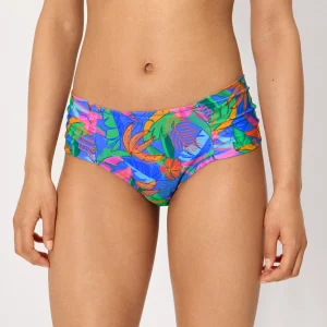 Slip bikini midi modellante con stampa tropicale
