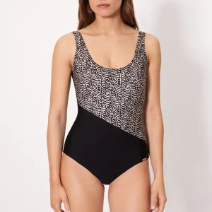 Costume da bagno snellente stampato con glitter, coppa B