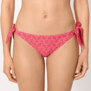 Slip bikini con lacci floreali rosa e rossi