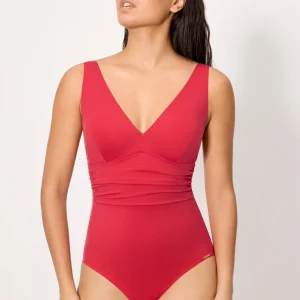 Costume da bagno snellente compressivo, rosso, coppa B