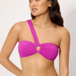 Reggiseno bikini asimmetrico con trama lilla, coppa B