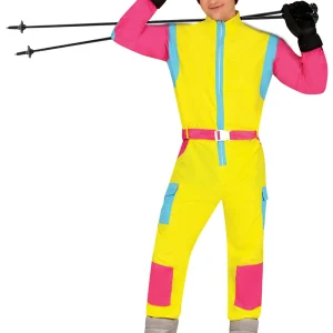 Costume da Sciatore Anni 80 Giallo per Uomo