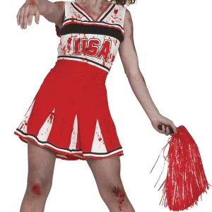 Costume da Cheerleader Zombie Rossa per Donna