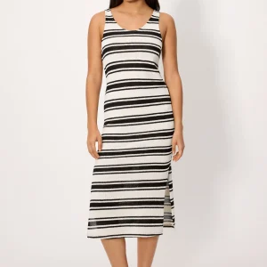 Abito lungo in maglia a righe