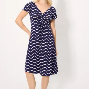 Abito a maniche corte con stampa ondulata