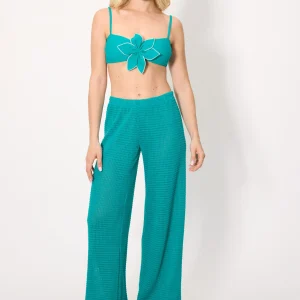 Pantaloni traforati turchesi