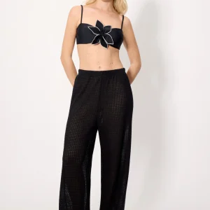 Pantaloni lunghi neri traforati