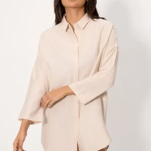 Camicia lunga con lino