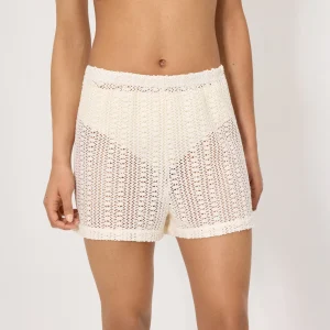 Pantaloncini traforati color avorio