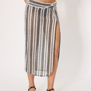 Gonna lunga pareo a righe traforate