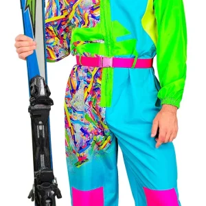 Costume da Sciatore Blu e Verde Neon per Adulto