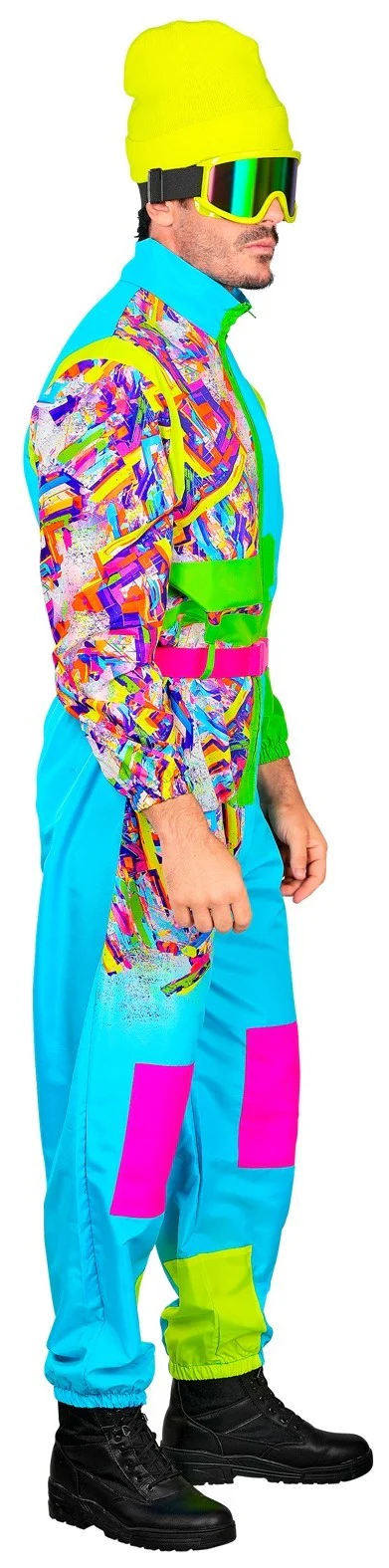 Costume da Sciatore Blu e Verde Neon per Adulto - immagine 6
