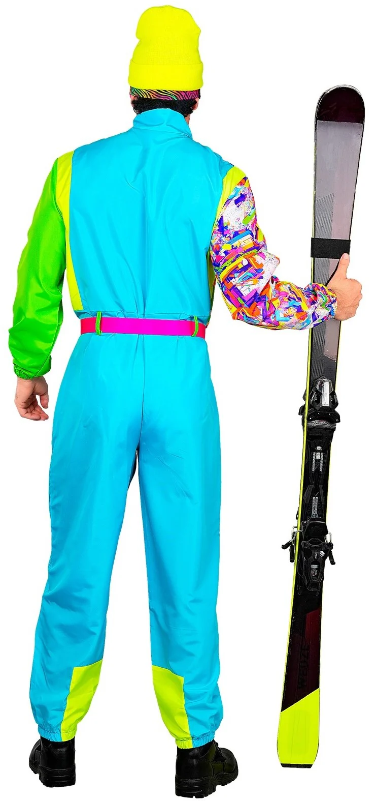 Costume da Sciatore Blu e Verde Neon per Adulto - immagine 4