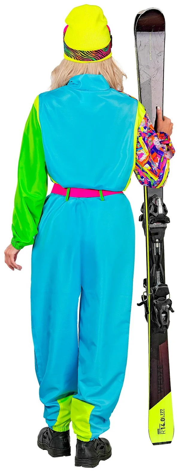Costume da Sciatore Blu e Verde Neon per Adulto - immagine 7