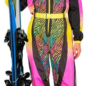 Costume da Sciatrice Zebra Multicolore Neon per Donna