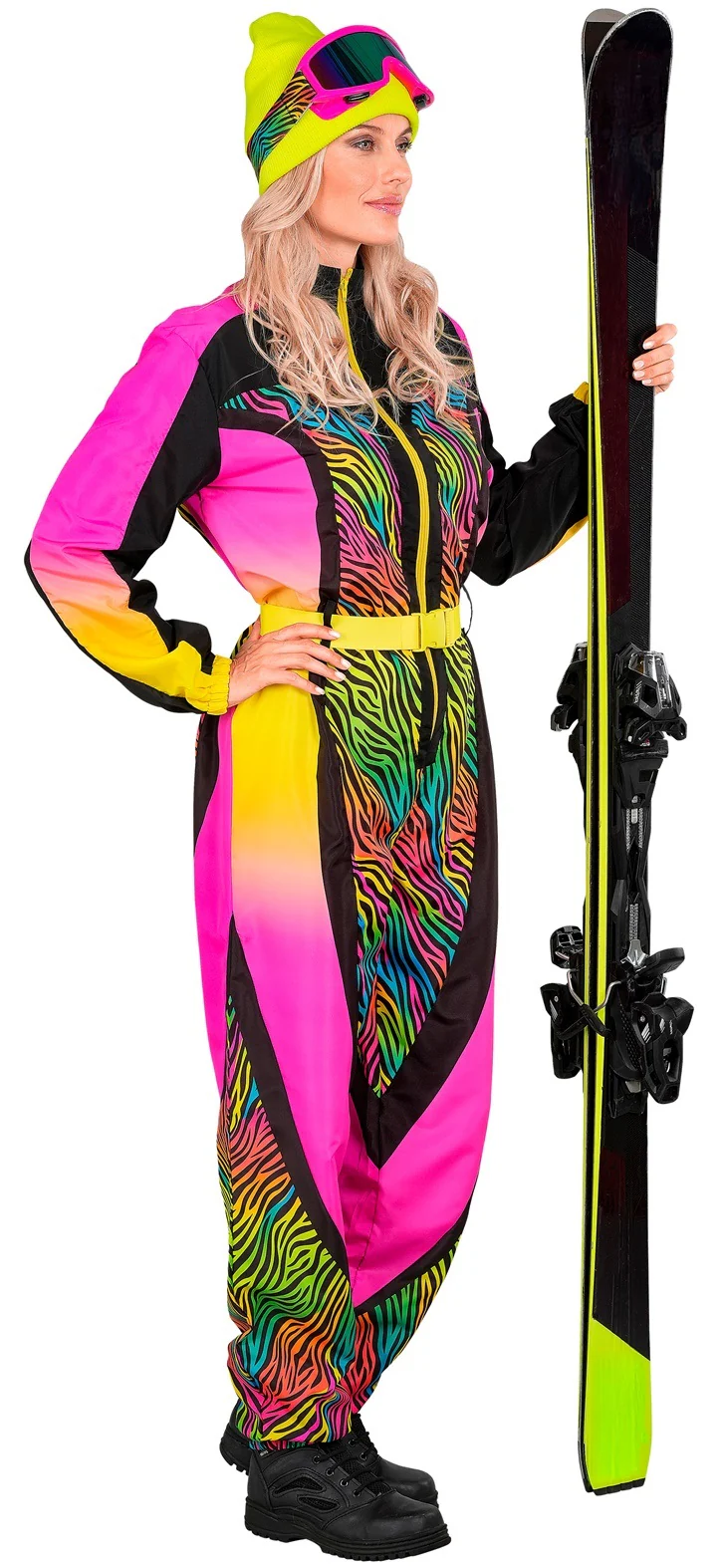 Costume da Sciatrice Zebra Multicolore Neon per Donna - immagine 4