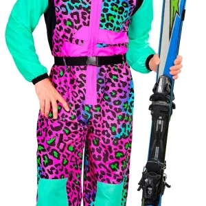 Costume da Sciatore Leopardo Multicolore Neon per Adulto