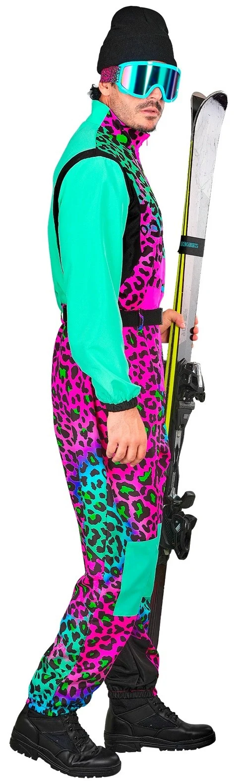Costume da Sciatore Leopardo Multicolore Neon per Adulto - immagine 5