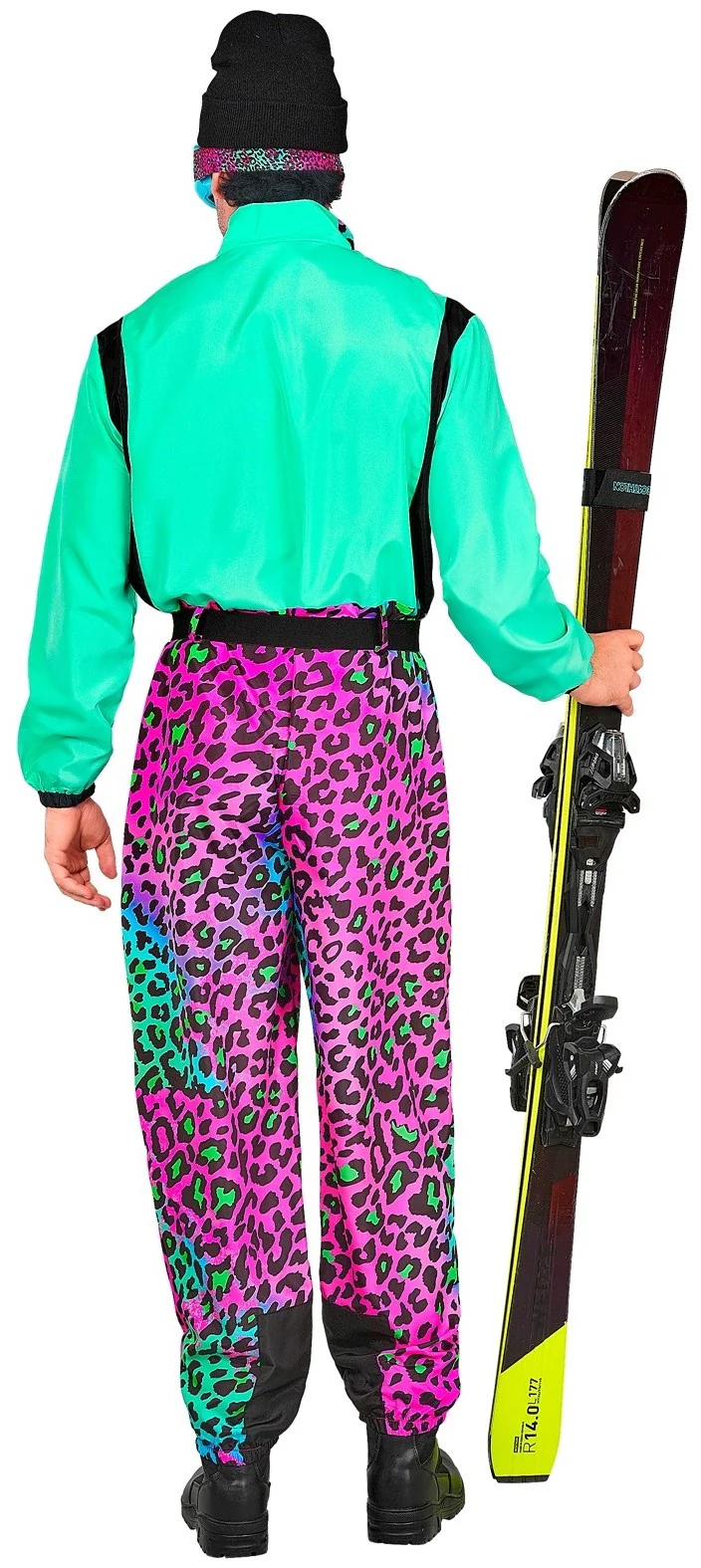 Costume da Sciatore Leopardo Multicolore Neon per Adulto - immagine 4