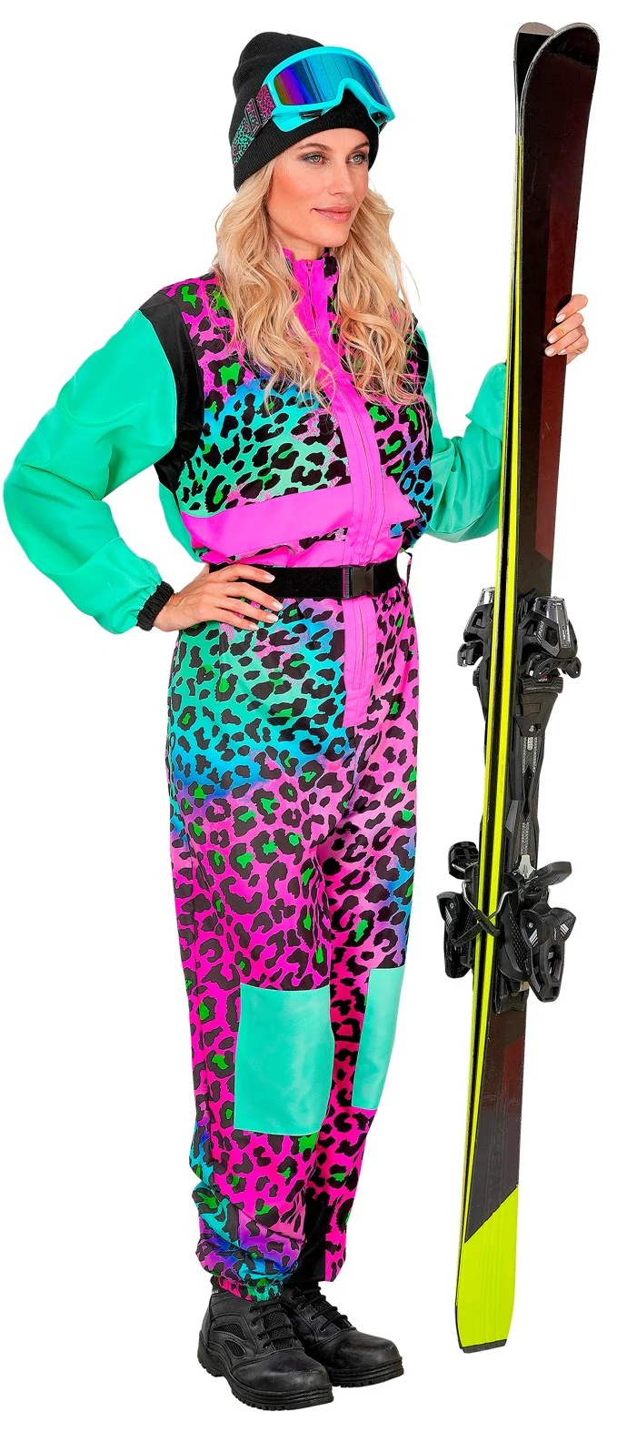 Costume da Sciatore Leopardo Multicolore Neon per Adulto - immagine 7