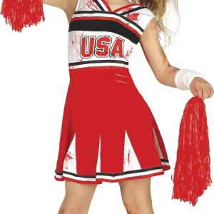 Costume da Cheerleader Zombie Rossa per Bambina