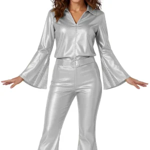 Costume Disco Argento Brillante per Donna