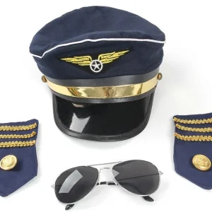 Kit di Pilota di Aereo con Cappello, Occhiali e Spalline