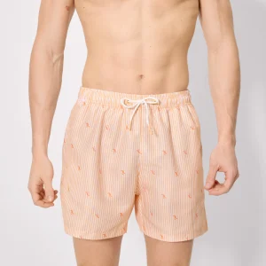 Costume intero a righe arancioni e stampa mini aragosta