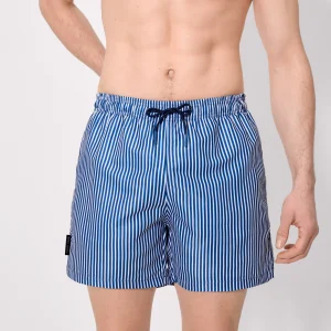 Costume da bagno intero con stampa a righe blu