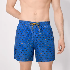 Costume da bagno lungo con stampa bassotto blu